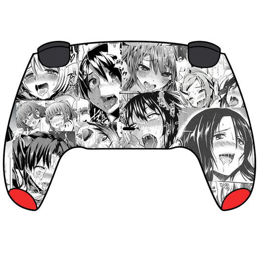 Custom Airbrush Painted Sony PlayStation 5 Controller PS5 - Ahegao Anime Red Manga Spicy Panel