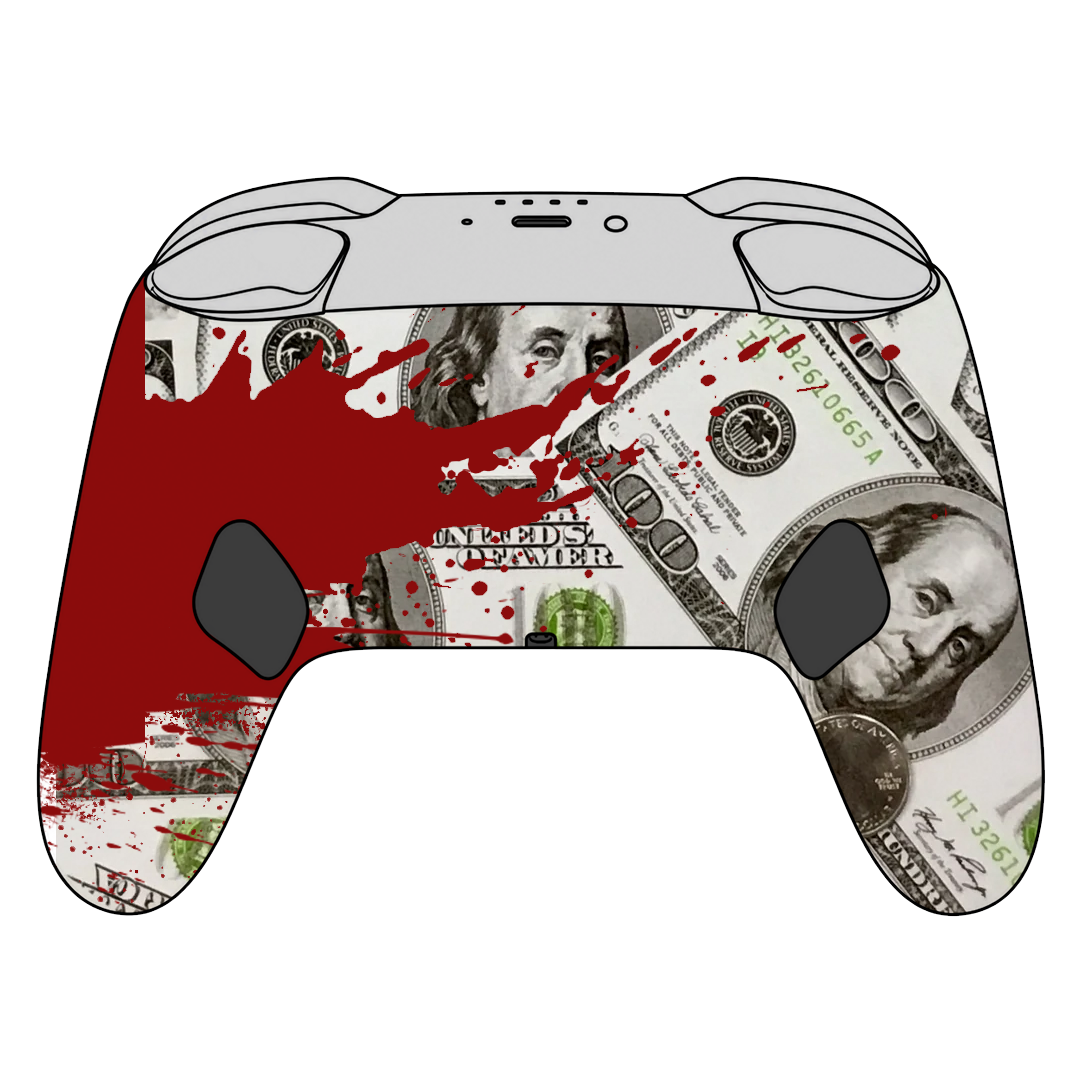 Custom Airbrush Painted Controller Nintendo Switch 2 Two - Blood Money Splatter Dollars Ben Franklin Cash
