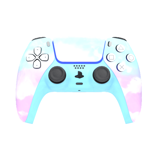 Custom Airbrush Painted Controller Sony PlayStation 5 PS5 - Cotton Candy Style Fluffy Clouds Pastel