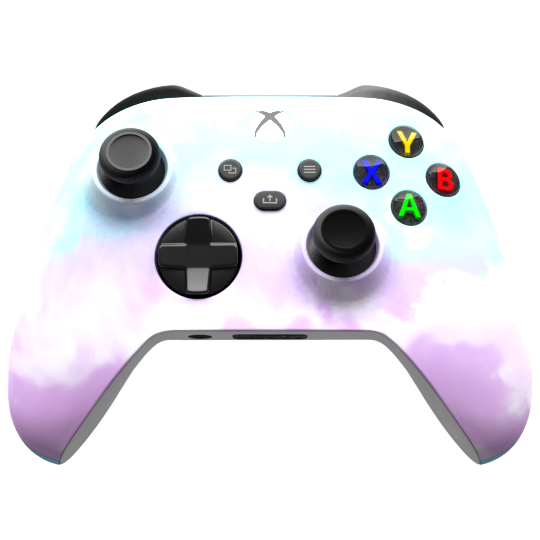 Custom Airbrush Controller Microsoft Xbox Series X - Xbox One S -- Cotton Candy Style Fluffy Clouds Pastel