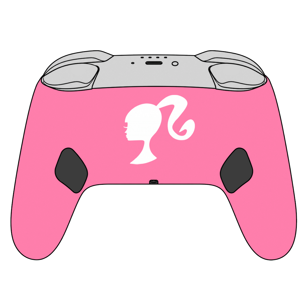 Custom Airbrush Painted Controller Nintendo Switch 2 Two - Barbie Fantastic Plastic Doll Girl Power Pink Blue Flowers Cute Feminine Blonde