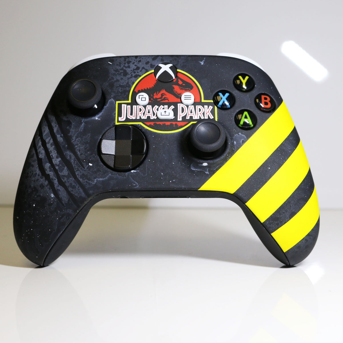 Custom Airbrushed Controller Microsoft Xbox Series X XSX- Dinosaur Park Jurassic Yellow Grey T-Rex