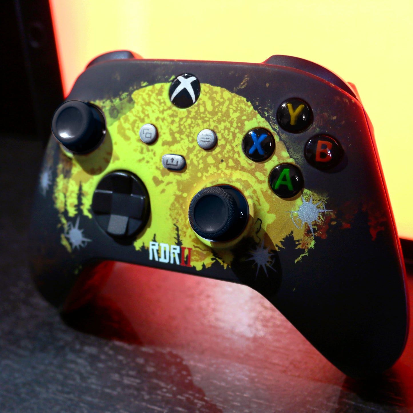 Custom Airbrush Controller Microsoft Xbox Series X - Xbox One S - Red Revolver RDR Red Dead Redemption