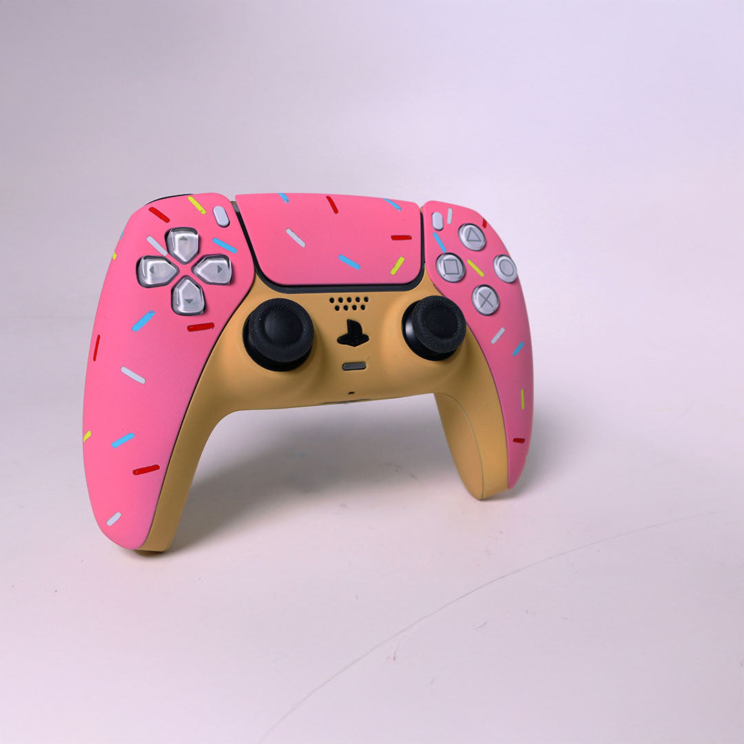 Custom Airbrushed Controller Sony Playstation 5 PS5 - Glazed Fresh Donut Homer Food Pastry Sprinkles Pink