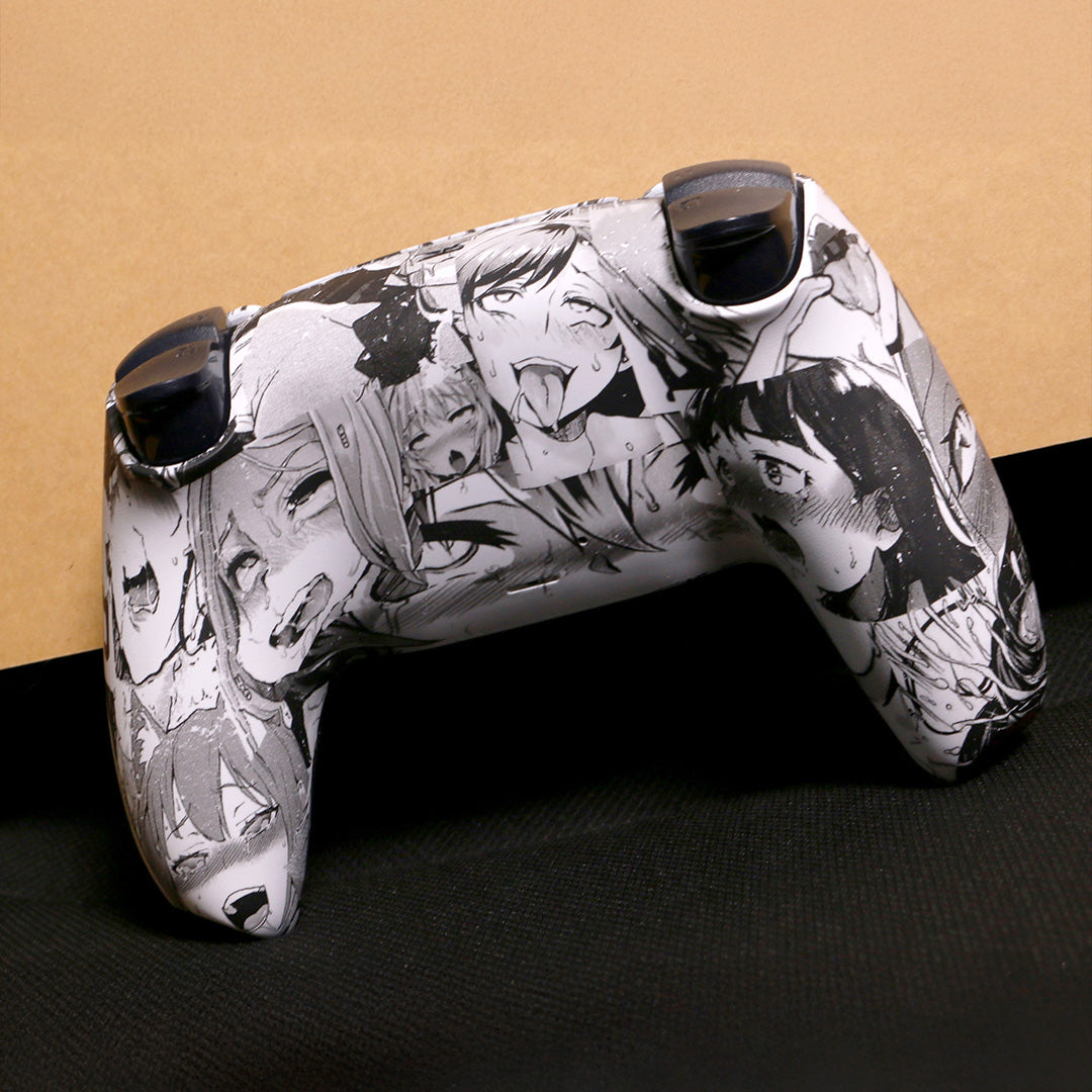 Custom Airbrush Painted Sony PlayStation 5 Controller PS5 - Ahegao Anime Red Manga Spicy Panel