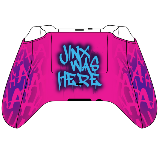 Custom Airbrush Controller Microsoft Xbox Series X - Xbox One S - Jinx Pink Boom Blue Powder Puff Arcane