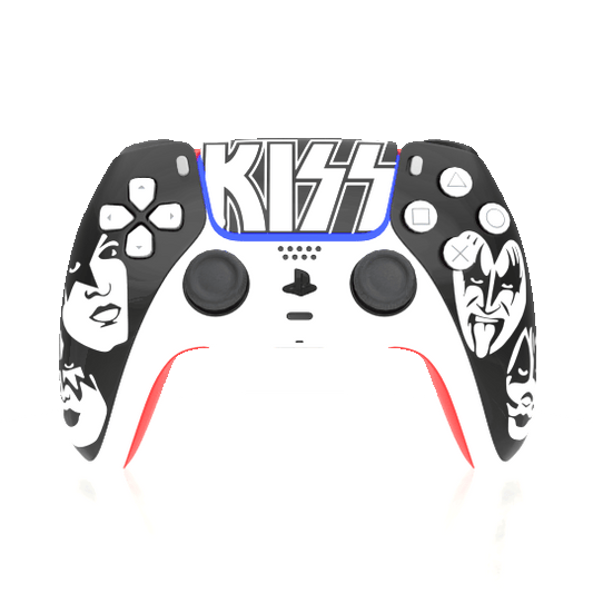 Custom Airbrush Painted Controller Sony PlayStation 5 PS5 - KISS Heavy Metal Facepaint