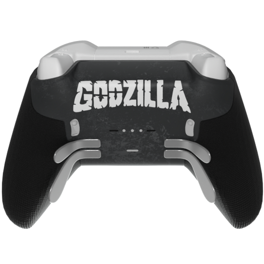 Custom Airbrush Controller Microsoft Xbox Series X - Xbox One S - Elite -Red and black custom gaming controller with white Japanese-inspired artwork. Monster -Kaiju - Great wave