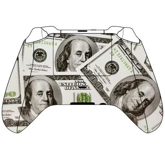 Custom Hydrodip Controller Microsoft Xbox Series X - Xbox One S - Playa Dollar Bills Benjamin Franklin Cash