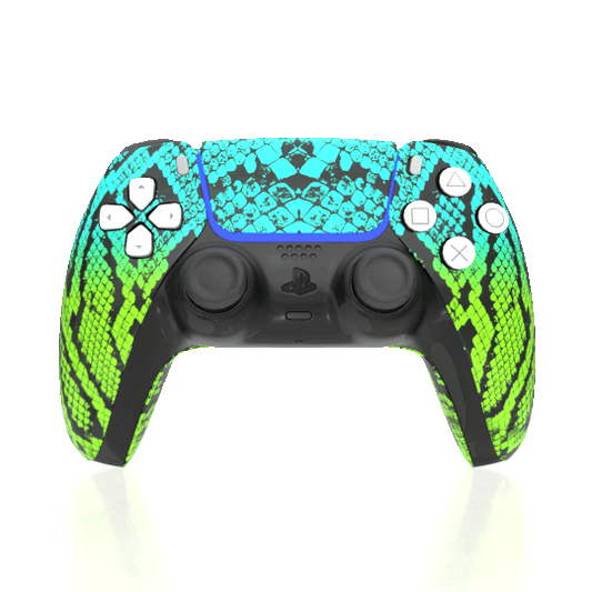 Custom Controller Sony Playstation 5 PS5 - Snakeskin Fade Ombre Teal Green Scales