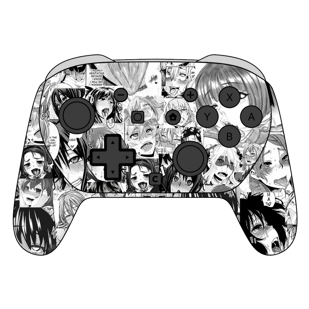 Custom Airbrush Painted Controller Nintendo Switch 2 Two - AHEGAO Anime Spicy Manga
