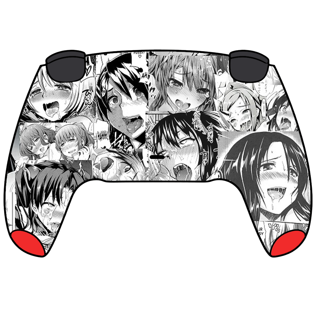Custom Airbrush Painted Sony PlayStation 5 Controller PS5 - Ahegao Anime Red Manga Spicy Panel