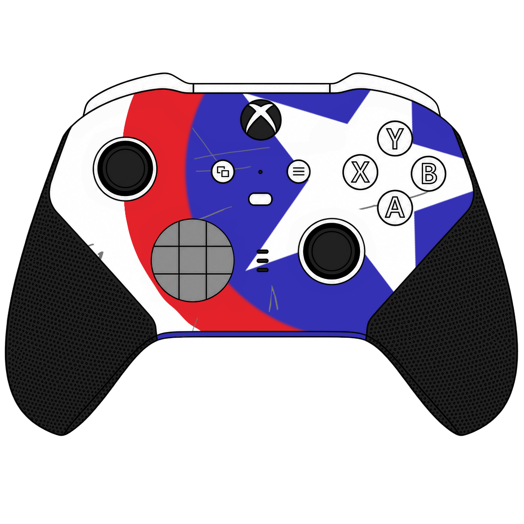 Custom Airbrush Controller Microsoft Xbox Series X - Xbox One S - Elite -Captain American Marvel Rivals Shield Patriot Red White Blue