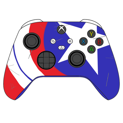 Custom Airbrush Controller Microsoft Xbox Series X - Xbox One S - Captain American Marvel Rivals Shield Patriot Red White Blue