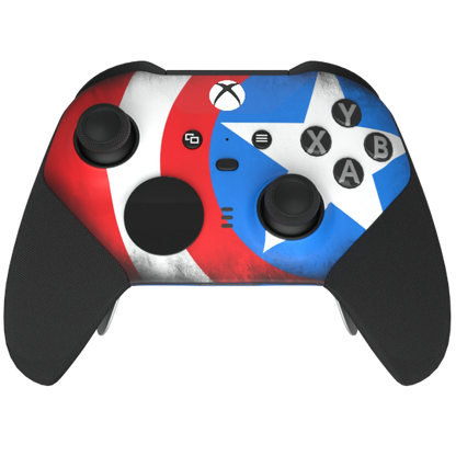 Custom Airbrush Controller Microsoft Xbox Series X - Xbox One S - Elite -Captain American Marvel Rivals Shield Patriot Red White Blue