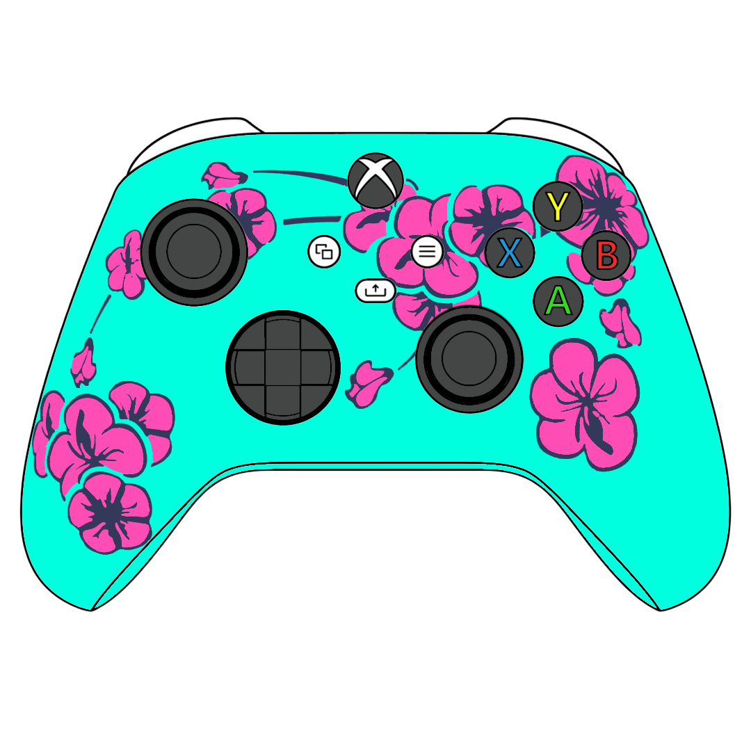 Custom Airbrush Painted Controller Microsoft Xbox Series X  XSX- Green Tea Sad Boy Boi Cherry Blossom Pink Teal Can 99 Cents 