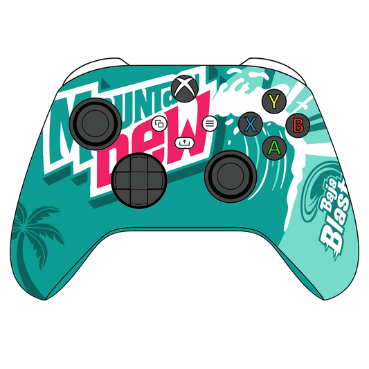 Custom Airbrush Painted Controller Microsoft Xbox Series X  XSX One - Baja Blast Mountain Dew Taco Bell Teal Red Yellow Wave