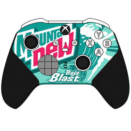 Custom Airbrush Controller Microsoft Xbox Series X - Xbox One S - Elite - Baja Blast Mountain Dew Taco Bell Teal Red Yellow Wave
