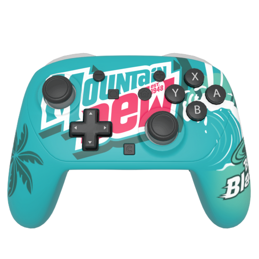 Custom Airbrush Painted Controller Nintendo Switch 2 Two - Baja Blast Mountain Dew Taco Bell Teal Red Yellow Wave