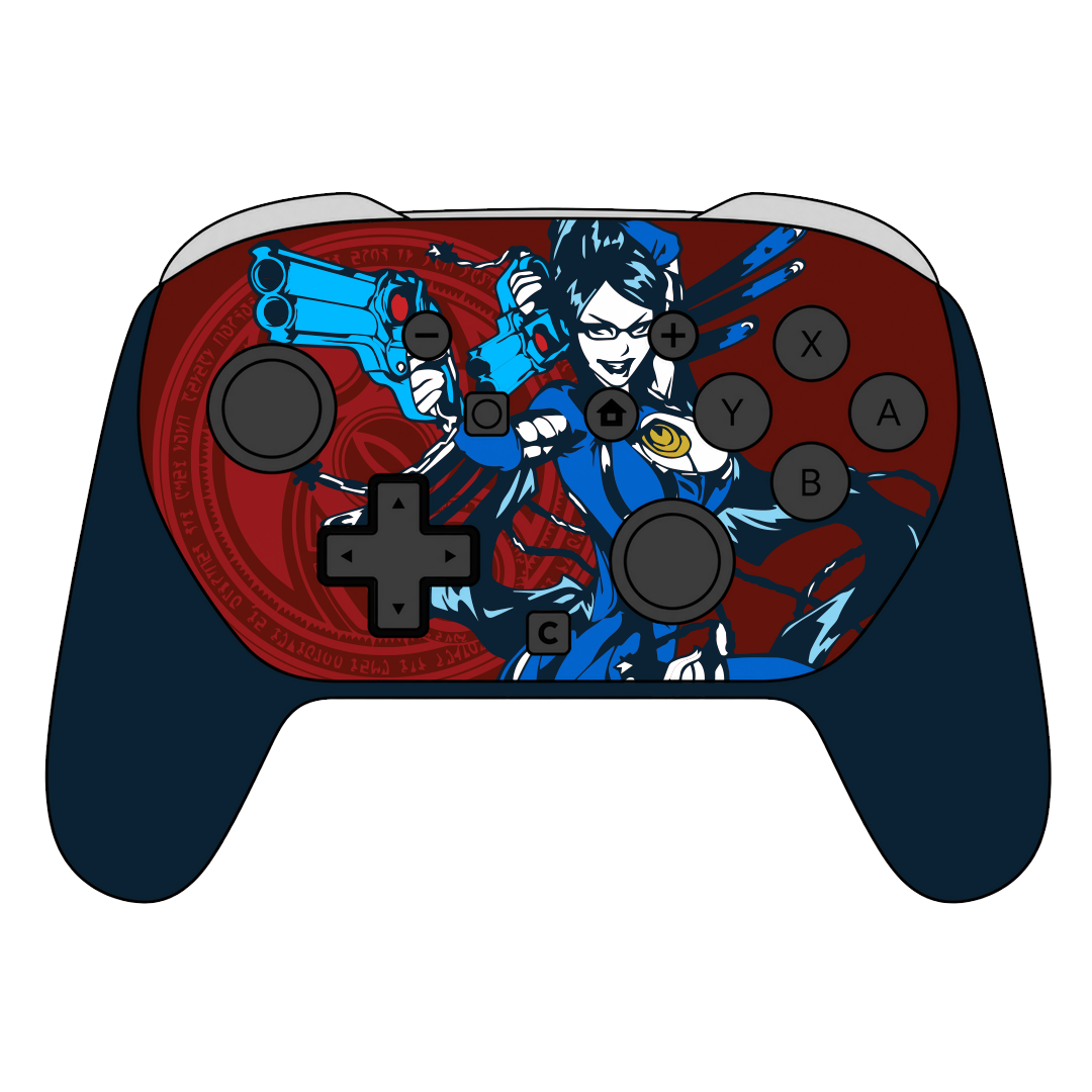 Custom Airbrush Painted Controller Nintendo Switch 2 Two - SSBU Smash Bros Anime Bayonetta Video Game