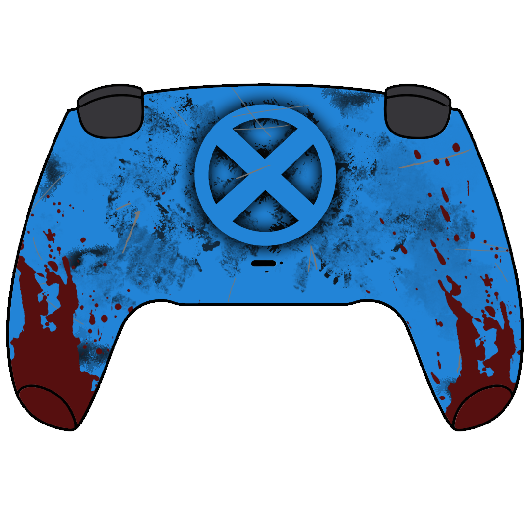 Custom Airbrush Painted Controller Sony PlayStation 5 PS5 -| Yellow & Blue Hand-Painted Gaming Controller wolverine claws superhero comics