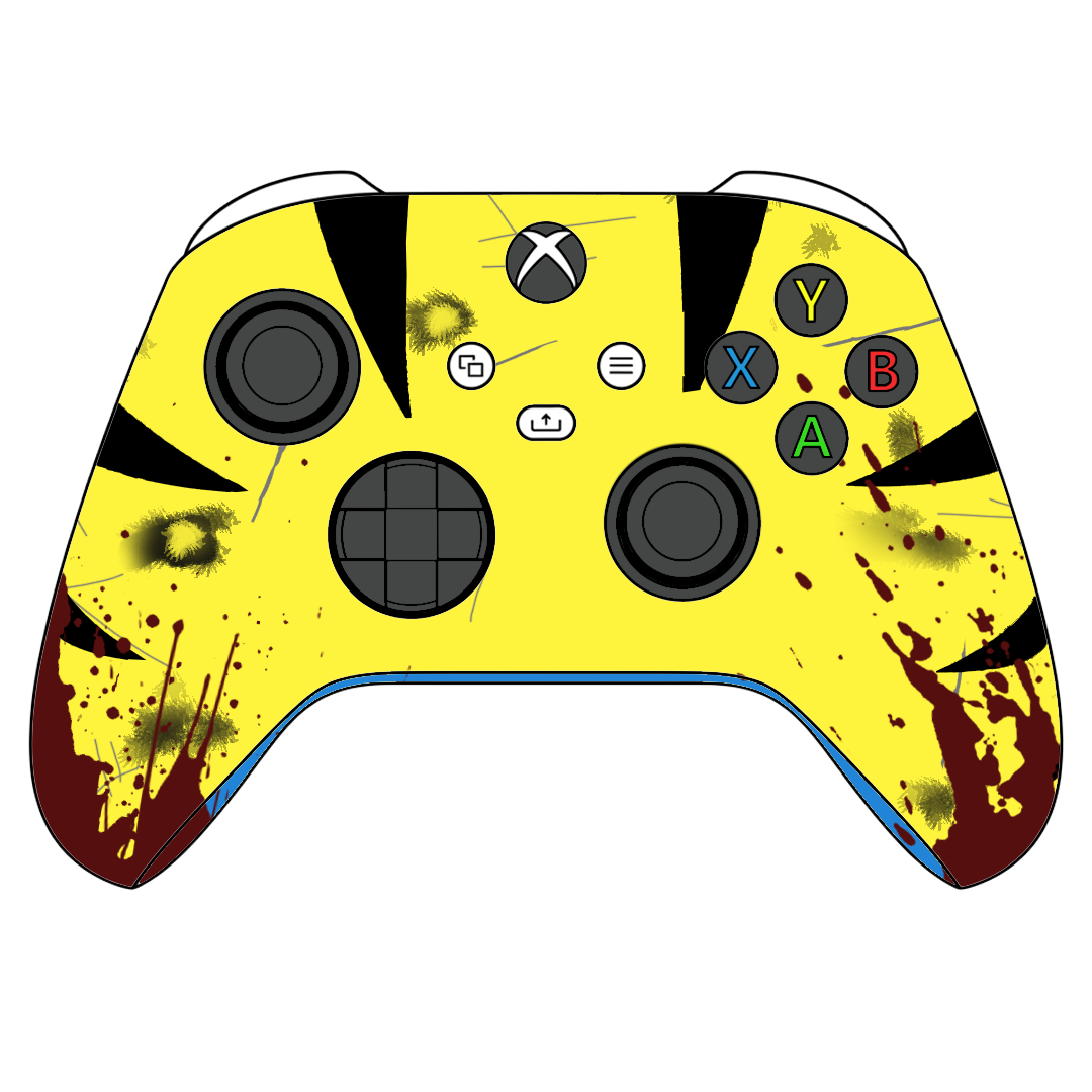 Custom Controller Microsoft Xbox Series X - Xbox One S - Yellow & Blue Hand-Painted Gaming Controller wolverine claws superhero comics