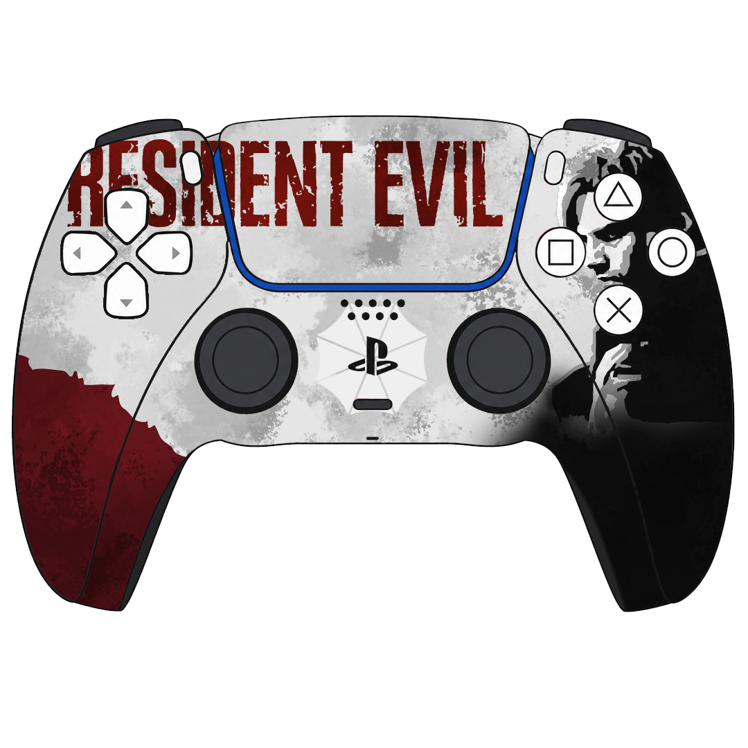 Custom Airbrush Painted Sony PlayStation 5 Controller PS5 - horror-themed video game controller with distressed white, red, black, and gray graphics, featuring bold red lettering and a weathered zombie survival-horror aesthetic.