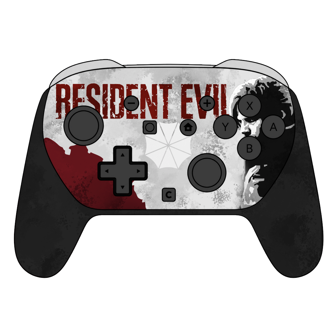 Custom Airbrush Painted Controller Nintendo Switch 2 Two - horror-themed video game controller with distressed white, red, black, and gray graphics, featuring bold red lettering and a weathered zombie survival-horror aesthetic.