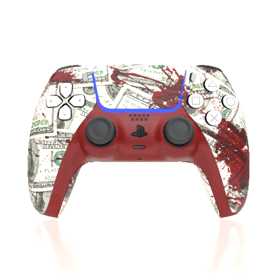 Custom Controller Sony Playstation 5 PS5 - Blood Money Splatter Dollar Ben Franklin Cash