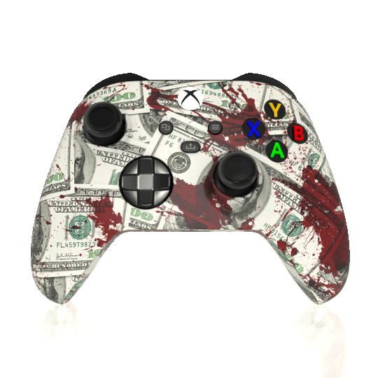 Custom Controller Microsoft Xbox Series X - Xbox One S - Blood Money Splatter Dollars Ben Franklin Cash