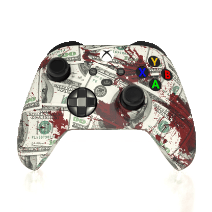 Custom Controller Microsoft Xbox Series X - Xbox One S - Blood Money Splatter Dollars Ben Franklin Cash
