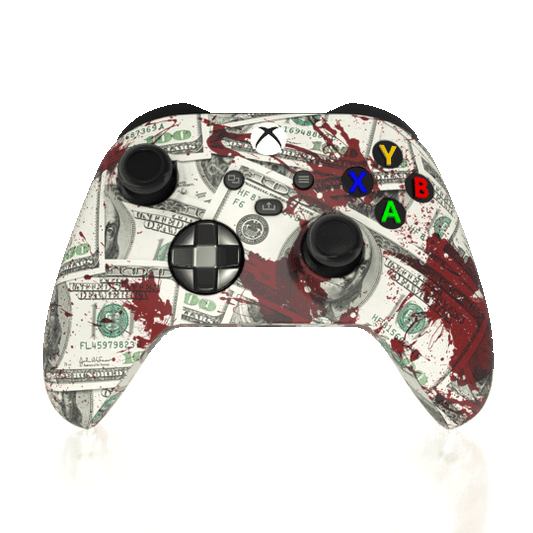 Custom Controller Microsoft Xbox Series X - Xbox One S - Blood Money Splatter Dollars Ben Franklin Cash