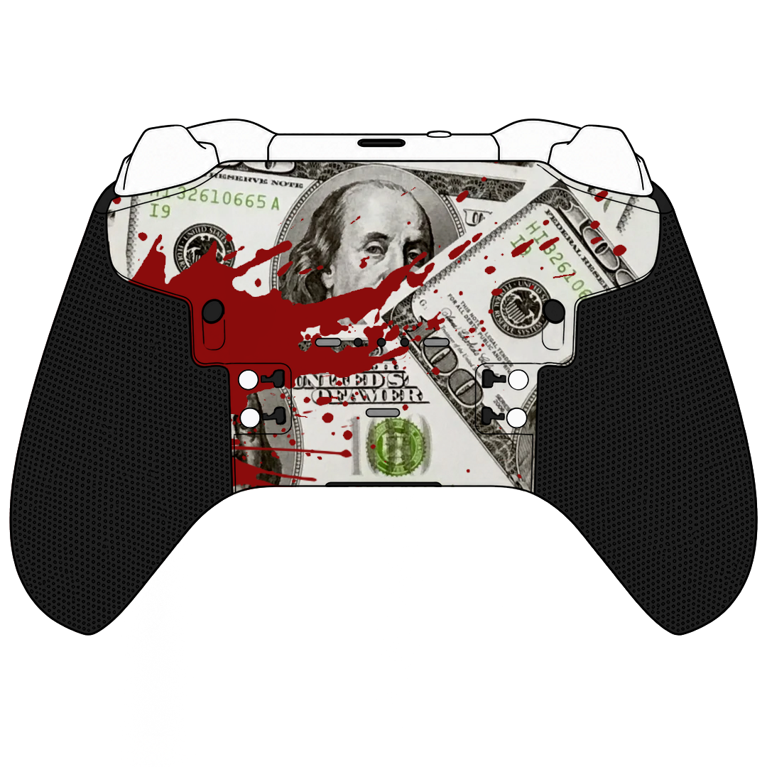 Custom Controller Microsoft Xbox One Series 2 Elite - Blood Money Splatter Dollars Ben Franklin Cash