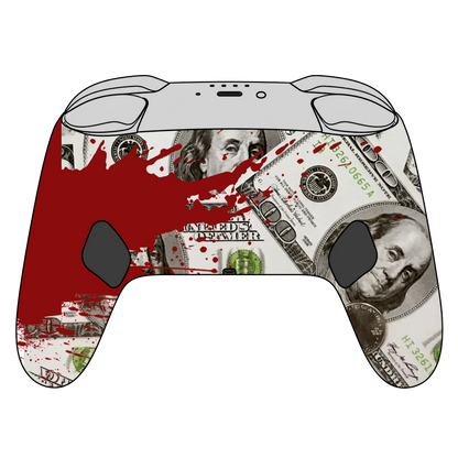 Custom Airbrush Painted Controller Nintendo Switch 2 Two - Blood Money Splatter Dollars Ben Franklin Cash