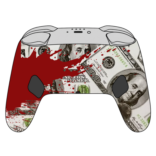 Custom Airbrush Painted Controller Nintendo Switch 2 Two - Blood Money Splatter Dollars Ben Franklin Cash