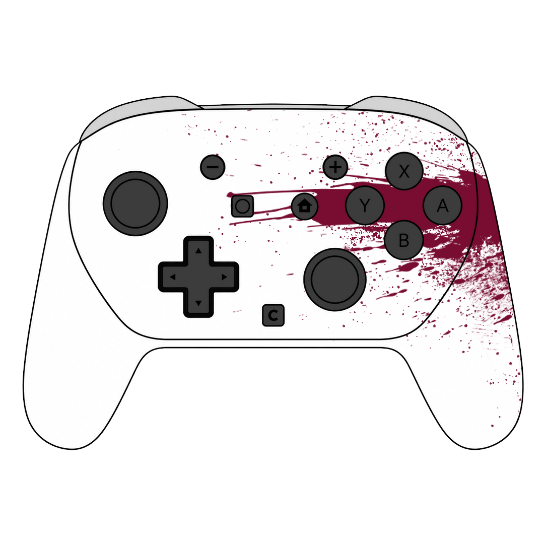 Custom Airbrush Painted Controller Nintendo Switch 2 Two - Blood Splatter Gore Red White Horror Killer