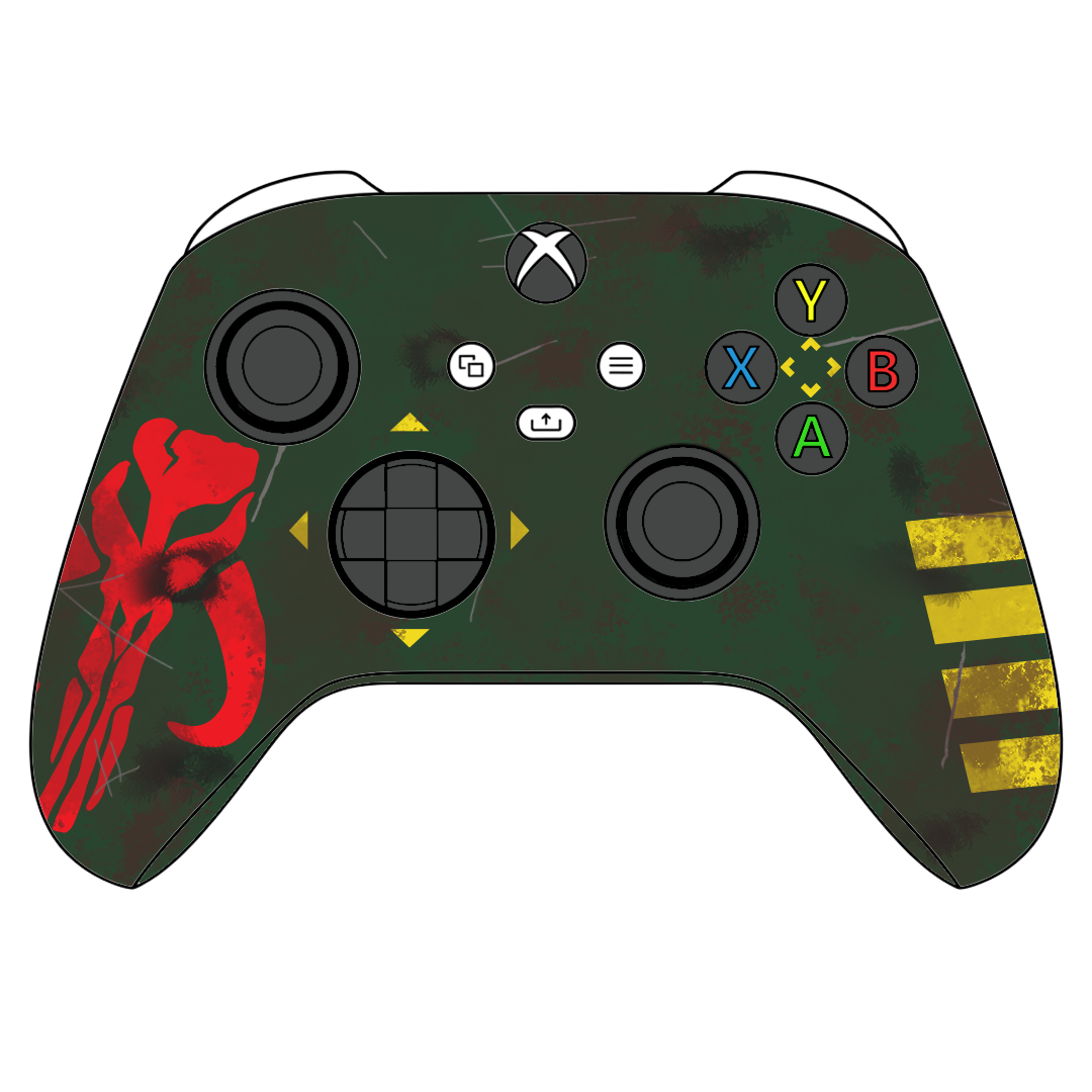 Custom Airbrush Controller Microsoft Xbox Series X - Xbox One S - Bounty Hunter Boba Fett 