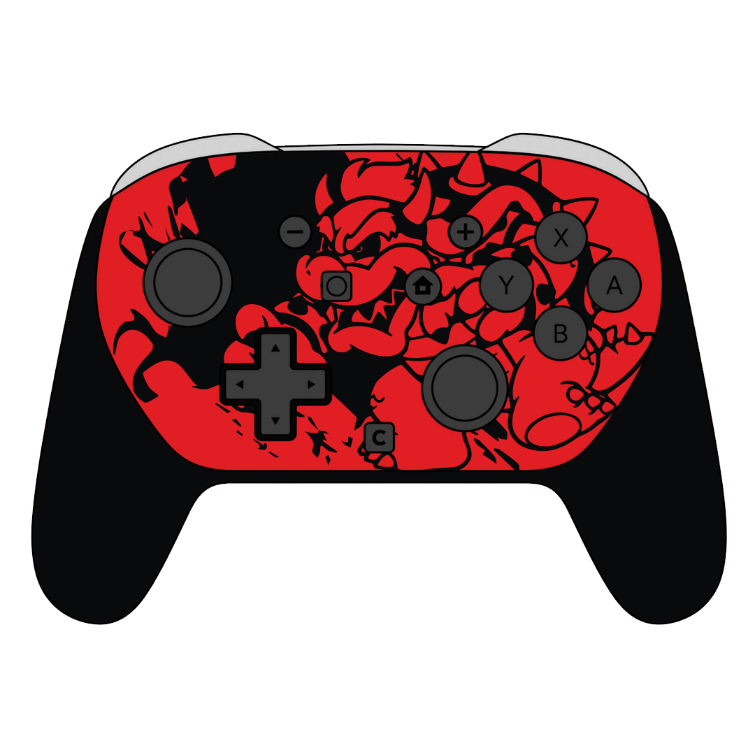 Custom Airbrush Painted Controller Nintendo Switch 2 Two - SSBU Smash Bros Bowser Turtle Koopa Bad Guy Villain 