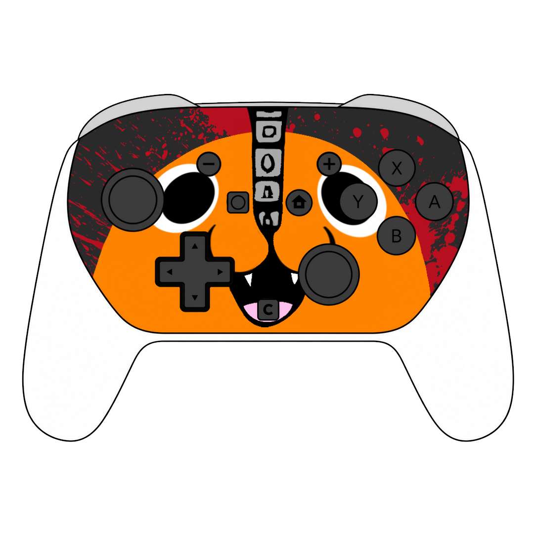 Custom Airbrush Painted Controller Nintendo Switch 2 Two - Anime Chainsawman Pochita Animation Cute Cool