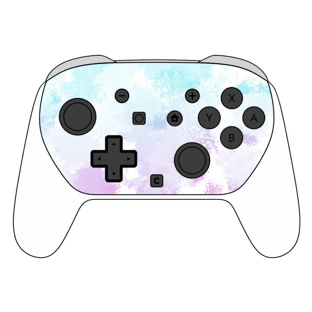 Custom Airbrush Painted Controller Nintendo Switch 2 Two - Cotton Candy Style Fluffy Clouds Pastel