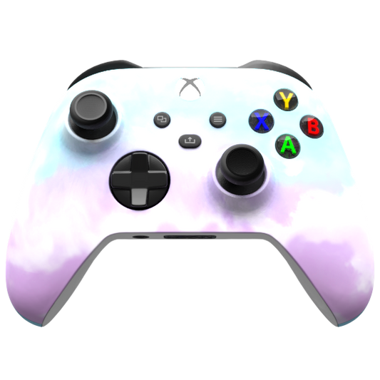 Custom Airbrush Controller Microsoft Xbox Series X - Xbox One S -- Cotton Candy Style Fluffy Clouds Pastel