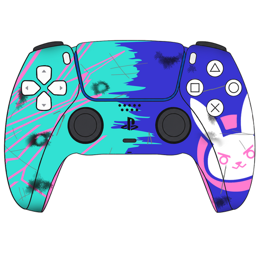 Custom Airbrush Controller Sony Playstation 5 PS5 - D.VA Overwatch Nerf This Bunny FPS First Person Shooter