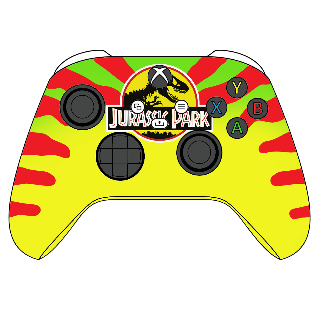Custom Airbrush Painted Xbox Series X Controller – Retro Dinosaur Inspired Design - Xbox Series X, Series S, Xbox One, and Windows PCs - Retro dinosaur-inspired theme