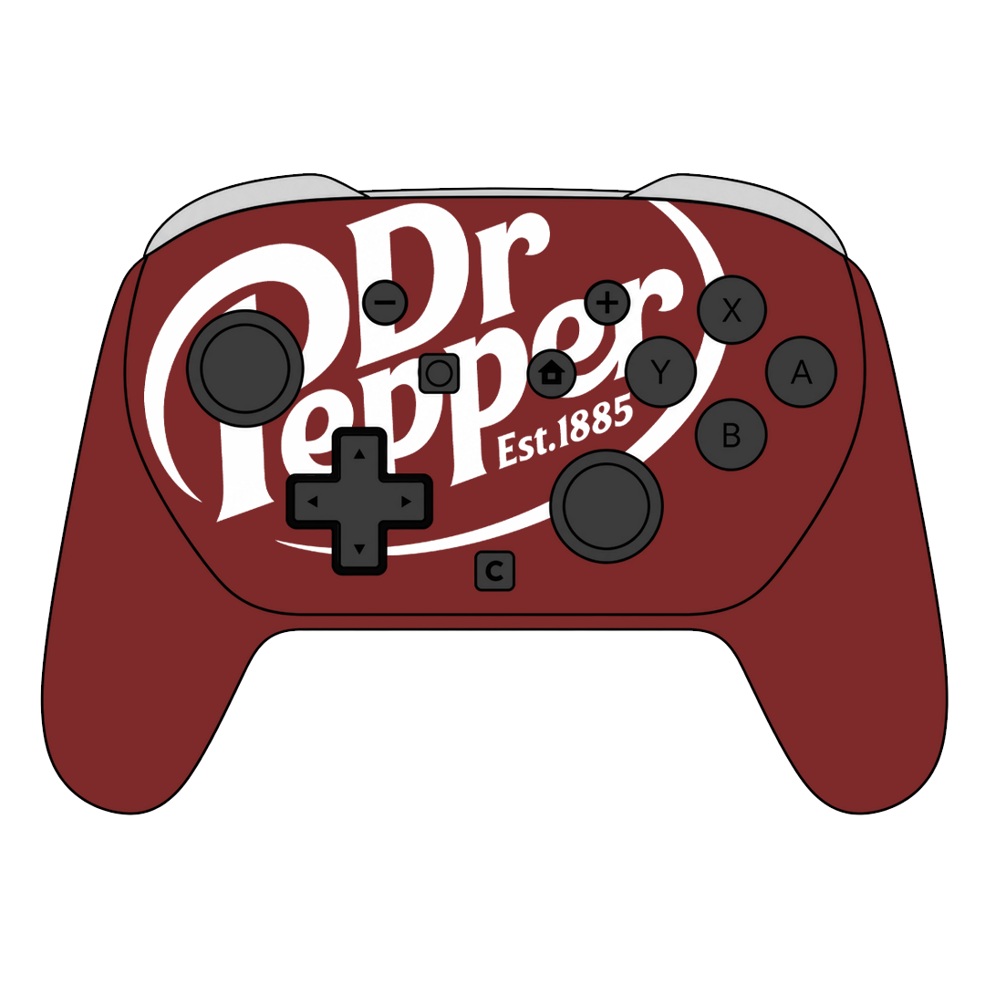 Custom Airbrush Painted Controller Nintendo Switch 2 Two - Dr. Pepper Soda Pop Texas Big Gulp Maroon Burgundy