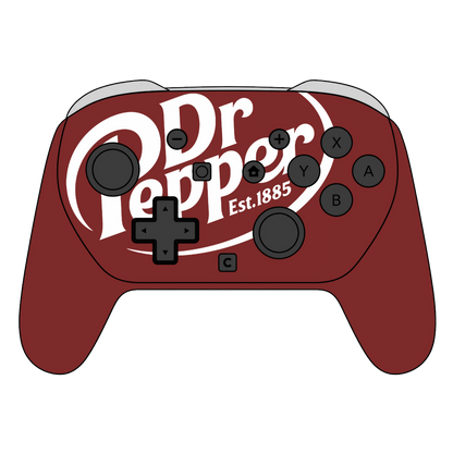 Custom Airbrush Painted Controller Nintendo Switch 2 Two - Dr. Pepper Soda Pop Texas Big Gulp Maroon Burgundy