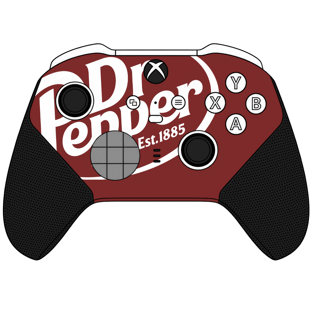 Custom Airbrush Controller Microsoft Xbox Series X - Xbox One S - Elite - Dr. Pepper Soda Pop Texas Big Gulp Maroon Burgundy