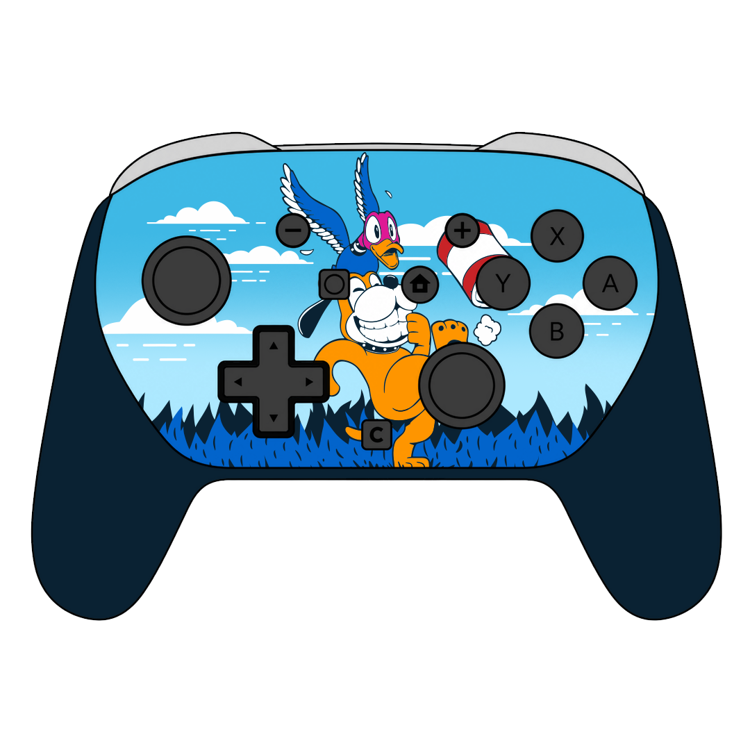 Custom Airbrush Painted Controller Nintendo Switch 2 Two - SSBU Smash Bros Anime Duck Hunt Dog Video Games Gaming