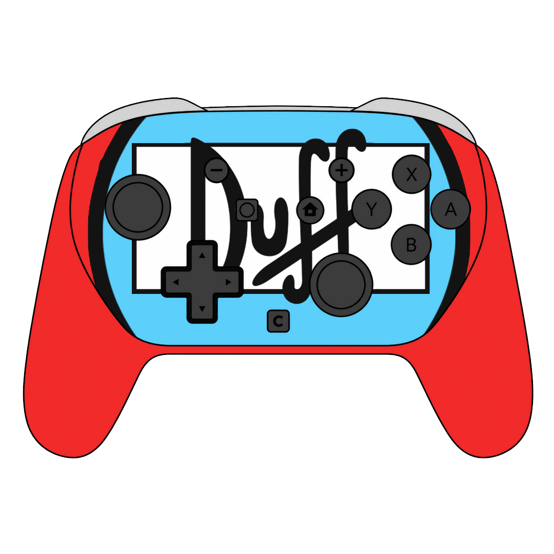 Custom Airbrush Painted Controller Nintendo Switch 2 Two - Duff Man Simpsons Blue Red Beer