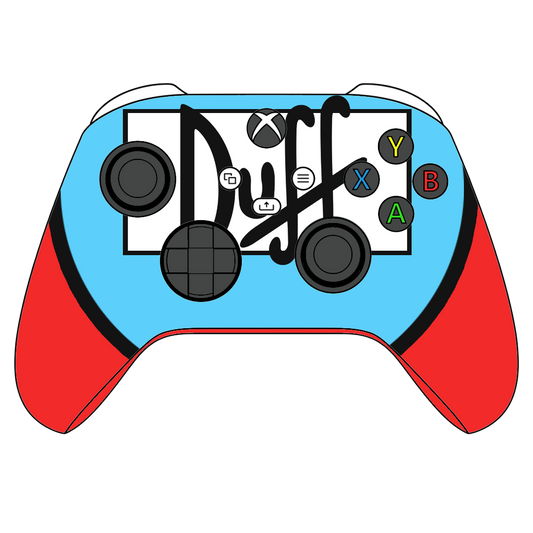 Custom Airbrush Controller Microsoft Xbox Series X - Xbox One S - Duff Man Simpsons Blue Red Beer
