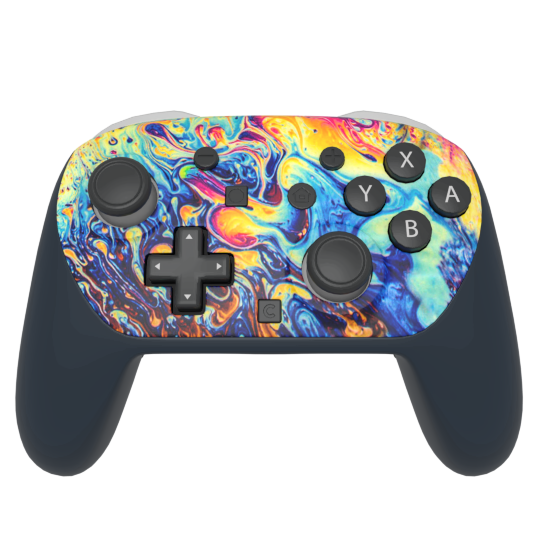 Custom Airbrush Painted Controller Nintendo Switch 2 Two - Elegant Oil Water Trippy Rainbow